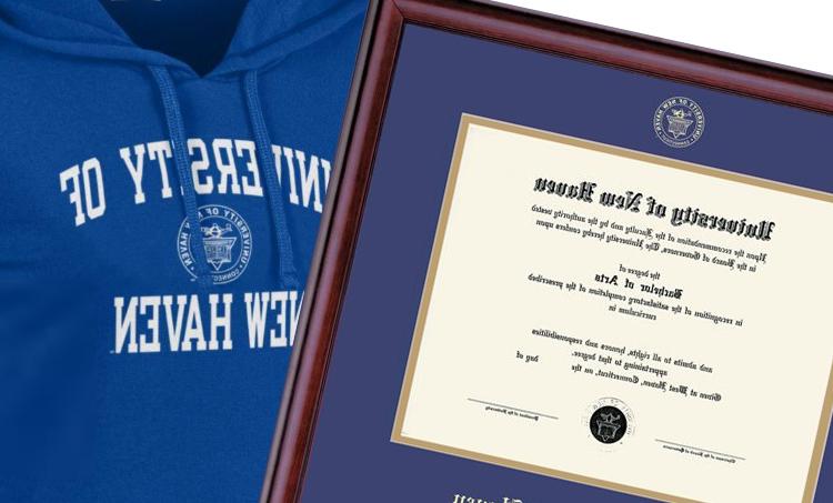 image of diploma frame and sweatshirt